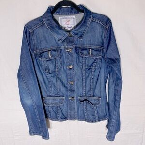 Vintage Y2K For Joseph Med Wash Blue Denim Jean Jacket S Rockabilly Festival